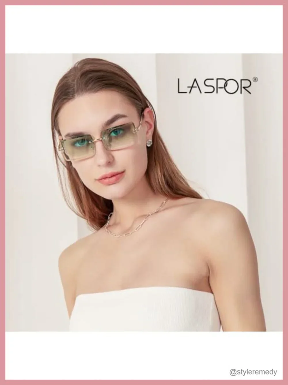 Silver Metal Rimless Retro Rectangle Sunglasses UV400 Protection